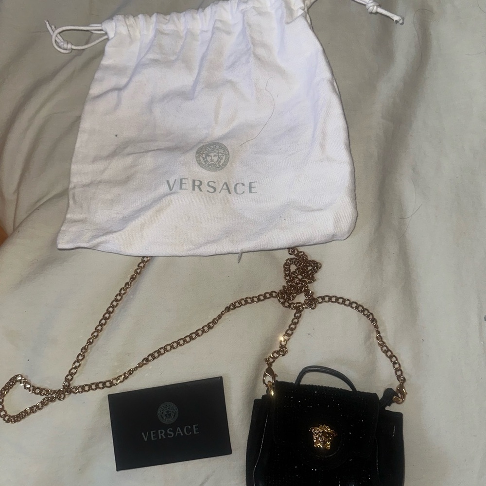 Versace Black Mini Bag with Gold Chain